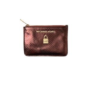 Michael Kors Locket Logo Zip Card Case in Burgandy